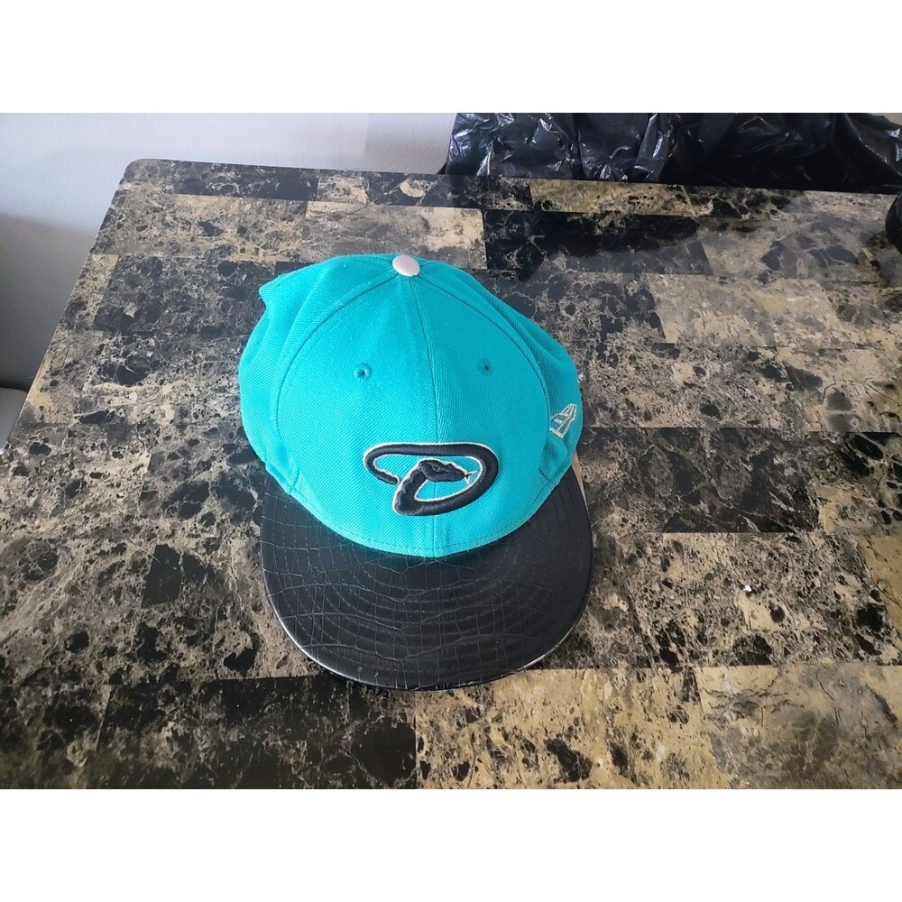 Vintage Arizona Diamondbacks New Era Fitted Hat Teal Leather Brim MLB 7 3/8